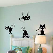 Cute Funny Cute Cat Wall Decal Sticker Trendy Wall Art Black Wall Art Wall Decor Stickers
