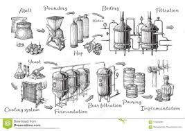 Vector Beer Infographics With Illustrations Of Brewery Process Stock Vector Illustration Of Black Backgroun Beer Infographic Beer Illustration Beer Drawing