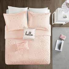 New champagne gold queen king 3pc modern bedroom furniture bed 2 nightstands set. 5pc Full Queen Nova Metallic Comforter Set Blush Rosegold Target