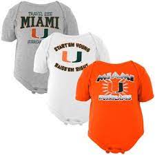 Miami Hurricanes Infant 3 Pack Creeper Set White Orange Gray Miami Outfits Miami Hurricanes Kids Outfits