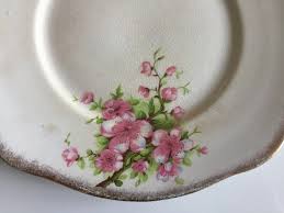 Rare Vintage Alma Ware Cake Plate With Apple Blossoms Pattern