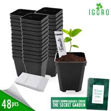 I stole sweet pepper plants from my local nursery! 48 Pcs Plastic Nursery Pot For Plants 2 75 Square X 3 25 Seed Starting Transplant Plant Containers For Tomatoes Basil Peppers Mint With 48 Label Markers And Drain Holes For Germination With Ebook Gardening