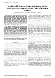 Lindungi kesehatan keluarga anda dengan tips dan trik kesehatan harian dari sehatq. Pdf Identifikasi Hubungan Sebab Akibat Pada Artikel Kesehatan Menggunakan Anotasi Elemen Medis Dan Paragraf