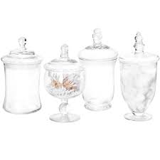 5 out of 5 stars, based on 3 reviews 3 ratings current price $15.00 $ 15. Mygift Set Of 4 Small Clear Glass Apothecary Jars Candy Buffet Containers With Lids Buy Online In Belize At Belize Desertcart Com Productid 130314679