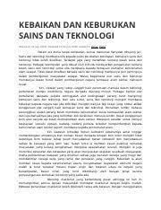 Ia saling perlu memerlukan dalam dunia teknologi siber seperti sekarang. Kemajuan Sains Dan Teknologi Kemajuan Sains Dan Teknologi Kemajuan Sains Dan Teknologi Moden Hari Ini Memudahkan Lagi Manusia Menjalani Kehidupan Course Hero
