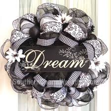 Black And White Deco Mesh Christmas Wreath Deco Mesh Wreath Black White W Dream Sign Wreaths Mesh Wreaths Deco Mesh
