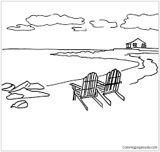 The beach umbrella and beach ball: Beach Scene 3 Coloring Page Free Coloring Pages Online