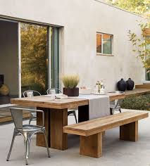 Slab Table Bench And Tolix Chairs Outdoor Dining Table Outdoor Patio Table Outdoor Dining