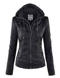 Ll Womens Hooded Faux Leather Jacket At Amazon Women S Coats Shop Faux Leather Jacket Women Leather Jackets Women Leather Jacket With Hood