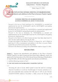 Amendments and additions to the Plan to Increase Charter Capital.