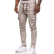 Men Gym Slim Fit Jogger Combat Trousers Skinny Cargo Pants Summer Sports Casual