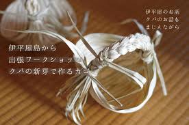 ゆいまーる沖縄本店ノート イベントレポート 伊平屋島から出張ワークショップ クバの新芽で作るカゴ