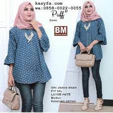 Mode baju gamis batik di kalangan muslimah kini semakin populer. Jual Model Baju Orang Gemuk Yang Modis Blouse Jeans Muslimah Sale Kota Semarang Arlin Busana Tokopedia