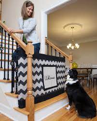 Banister To Banister Signature Gate W Patch Chevron Banisters Dog Stairs Stair Gate