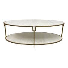 With its wood top and white painted legs, it offers fresh style to your living space. Katherine Hollywood Regency Ivory Stone Oval Coffee Table Original Price 2 348 Design Plus Gallery