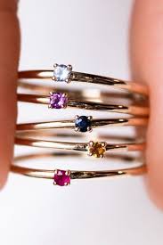 Solid Gold Simple Birthstone Layering Ring Mothers Ring Stackable Stackable Birthstone Rings July Birthstone Ring