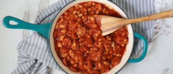 We like hot dogs with chili (as opposed to a chili dog which is a hot dog bun filled with just chili and condiments with no wienie). Skillet Franks And Beans Joy Bauer