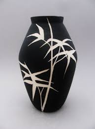 Black And White Pot Painting Ideas Botanicals Collection Black And White Hand Painted And Carved Etsy Large Ceramic Vase Pottery Painting Designs Ceramic Vases Decor