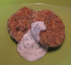 salmon cakes for dogs with a yogurt