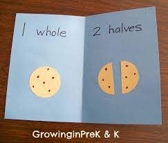 Growinginpre K And K Whole Half And Quarter In Kindergarten Teaching Fractions Fraction Activities Math Fractions