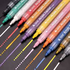 Sta 12 24 Colors Acrylic Paint Marker Pens Permanent Paint Pen Art Markers Drawing For Rock Glass Fabric Metal Body Painting Art Markers Aliexpress