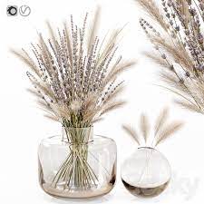 Storing the lavender away from sun and heat will help it last as long as possible, and it will preserve the natural now it's time to put the lavender to use! 3d Models Bouquet Dry Flowers In Glass Vase With Lavender