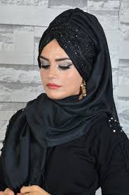 Aise Tesettur Siyah Payet Detayli Hazir Abiye Sal Moda Sal Payet