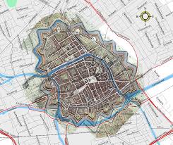 1700 Groningen Map Mapped On Today S City Of Groningen Oude Kaarten Antieke Kaarten Cartografie