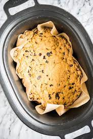 Easy Chocolate Chip Cookie Cake In The Slow Cooker Recipe Flourless Chocolate Chip Cookies Slow Cooker Cake Paleo Chocolate Chips