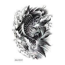 Visit To Buy Large Body Art Arm Sleeves Temporary Tattoo Sticker Carp Lotus Arm Art Tattoo Male Half Totem Fak Koi Tattoo Koi Tattoo Design Koi Tattoo Sleeve