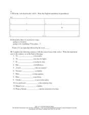 Spanish Verb Conjugation Lesson Plans Worksheets