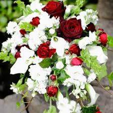 Red black and white wedding bouquets. Wedding Bouquets