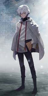 His hairstyle is carefree and wild. Anime Boy White Hair Fanart