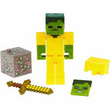 Minecraft armored zombie w/ minecraft game authentic articulation. Minecraft Earth Zombie With Gold Armor Figure 3 25 In City Market