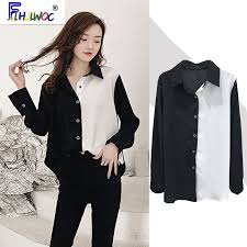 Model blouse sekarang ini sangatlah beragam. 2020 Musim Semi Musim Gugur Dasar Kemeja Blus Wanita Lengan Panjang Elegan Kantor Wanita Longgar Patchwork Putih Hitam Pacar Atasan Kemeja Blus Dan Kemeja Aliexpress