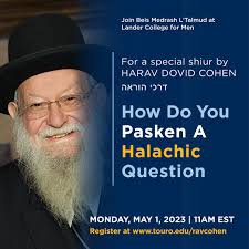 How Do You Pasken a Halachic Question? Special Shiur by Rav Dovid Cohen