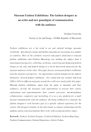 Fashion design and garment technology. Pdf Museum Fashion Exhibitions The Fashion Designer As An Artist And New Paradigms Of Communication With The Audience