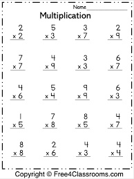 free 1 digit multiplication worksheet free4classrooms