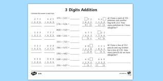 addition with three digit numbers worksheet teacher made