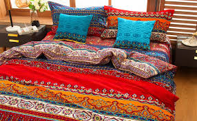 Shop for bohemian pillow covers online at target. Amazon Com Yousa Bohemia Retro Printing Bedding Ethnic Vintage Floral Duvet Cover Boho Bedding 100 Brushed Cotton Bedding Sets Queen 01 Kitchen Dining