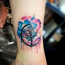 Black ink celtic tree of life tattoo on right shoulder. Watercolor Color And Sketch Tattoo The Black Hat Tattoo