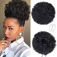 G&T Wig Afro Puff Drawstring Ponytail with 2 Bangs Pineapple Updo Hair for  Black Women Clip