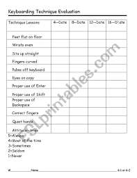English Worksheets Keyboarding Check List