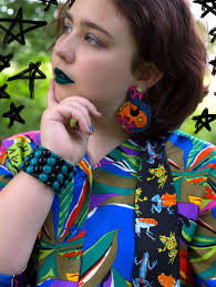 Bracelet tendance vintage années 70 80s turquoise et noir extensible