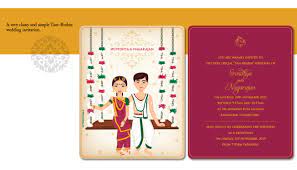 A Caricatured Tam Brahmin Wedding Card Wedding Cards Wedding Invitations Wedding Rituals