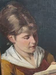 Hans Bachmann, 1852-1917, Oel auf Holz, lesende Frau (Gebraucht) in  Fehraltorf für CHF 180