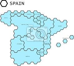 Die probleme der spanischen regionen stürzen das ganze land immer tiefer in finanznöte. Vereinfachte Vektor Karte Von Spanien Mit Regionen In Hexagonalem Wandsticker Vereinfacht Verwaltung Politischen Myloview De