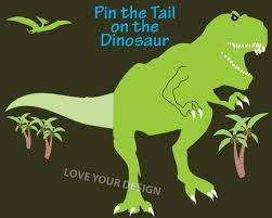 Game T Rex Dinosaur Pin The Tail On The Dinosaur Birthday Etsy Dinosaur Printables Dinosaur Birthday Dinosaur Birthday Party