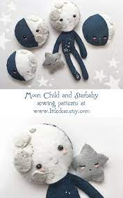 Celestial Plush Sewing Pattern For Felt Doll Moon Child And Etsy Felt Toys Felt Dolls Sewing Toys