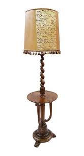 Antique French Lighting Wood Barley Twist Floor Lamp Musical Notes Lampshade Lamp French Lighting Antique Lighting